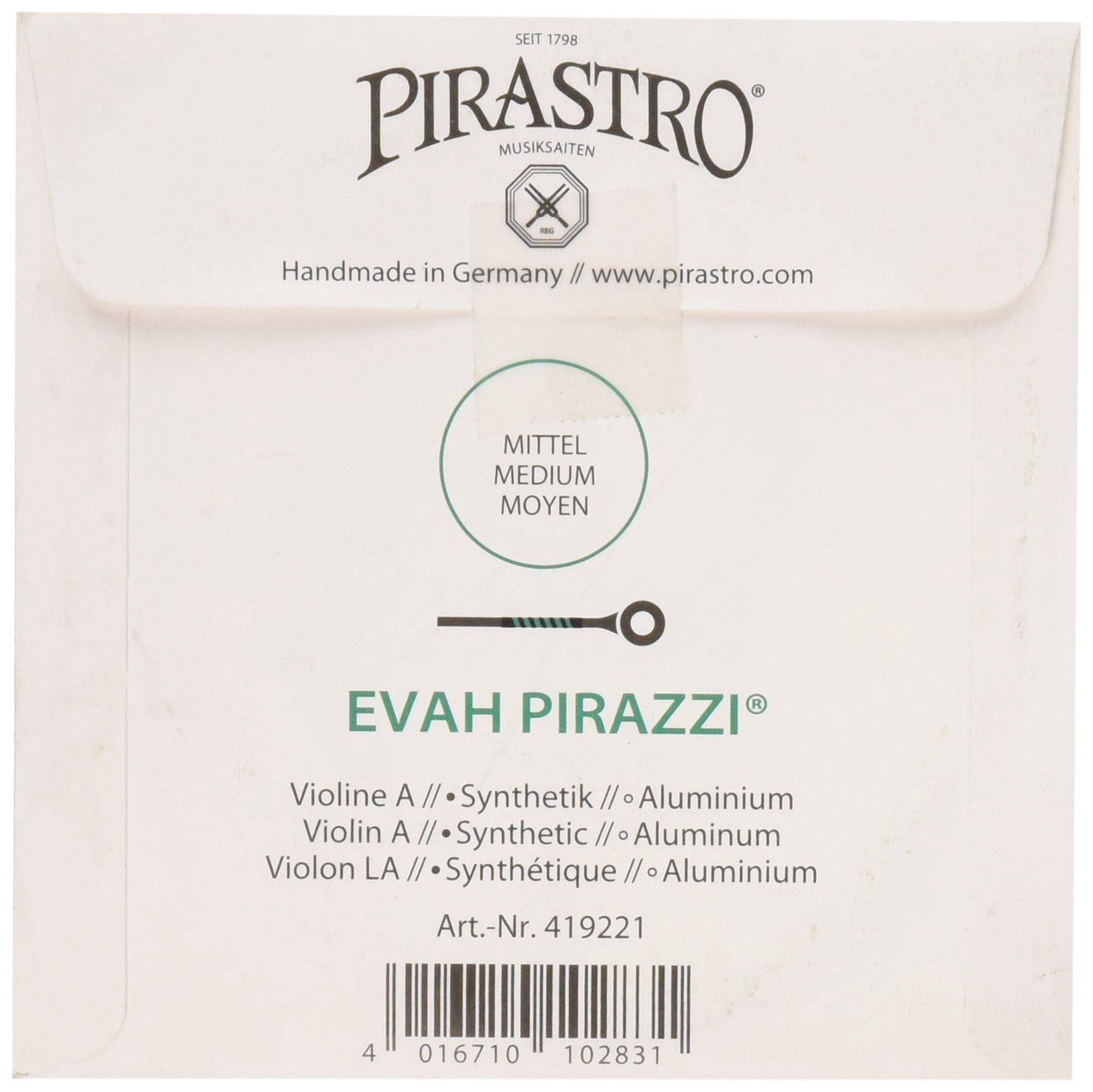 Evah Pirazzi Eva Pirazzi Violin String A-Line Synthetic Core 4/4 Aluminum Winding 419221