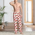 thumbnail image 5 of Uemuo Strawberries Pattern Men's Wide Leg Palazzo Lounge Pants with Pockets Light Weight Loose Comfy Casual Pajama Pants-Small, 5 of 9