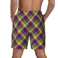 thumbnail image 4 of Uemuo Mardi Gras Plaid Pattern Mens Swim Trunks Quick Dry Board Shorts with Mesh Lining, Stretch Beach Shorts Quick Dry No-Chafing Board Shorts-3X-Large, 4 of 9