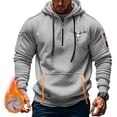 thumbnail image 3 of PNTUTB Men's Casual 1/4 Zip Long Sleeve Solid Color Print Pullover Multiple Pockets Loose Hooded Drawstring Sweatshirt, 3 of 5