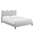 thumbnail image 1 of Modway Current Modern Style Performance Velvet Full Platform Bed in Light Gray, 1 of 12