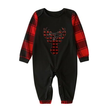 

Christmas Pajamas for Family Cute PJ s with Snowflake Deer Long Sleeve Tee and Plaid Pants Loungewear Holiday Sleepwear