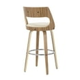 thumbnail image 4 of Cecina 30'' Mid-Century Modern Fixed Height Barstool With Swivel In Zebra And Cream Faux Leather - Set Of 2, 4 of 7
