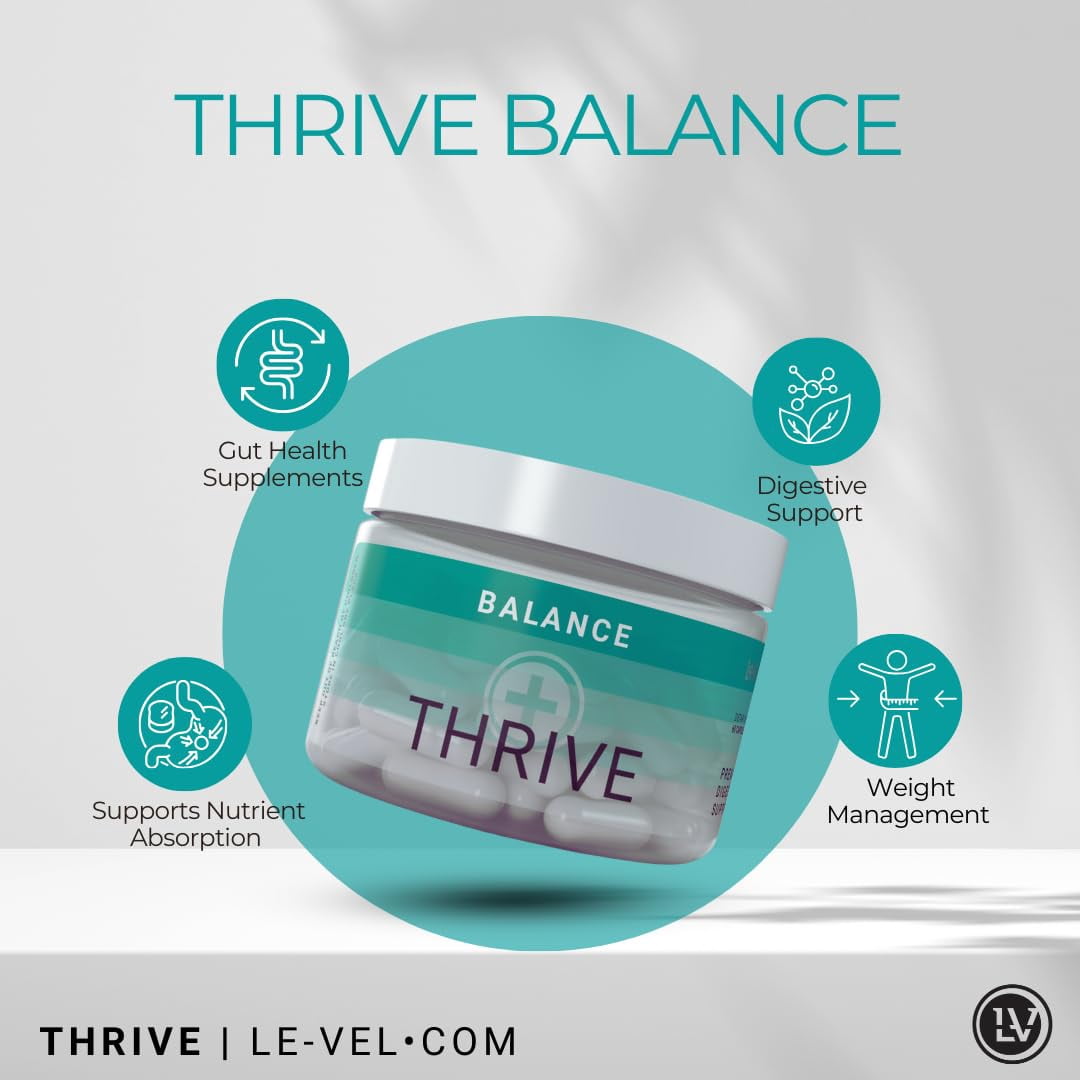 Thrive Balance Capsules, Natural Digestion & Gut Health Supplement for Women & Men, Gluten Free, Plant Based Digestive Support with Ginger Root, Fennel Seed & Buckthorn Bark Extract, 60 Capsules