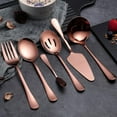 thumbnail image 2 of 6-Piece Copper Serving Flatware Silverware Set,Stainless Steel Serving Utensil Set,Include Cake Server, Slotted Serving Spoon, Serving Spoon, Cold Meat Fork, Butter Knife, Soup Ladle, 2 of 7