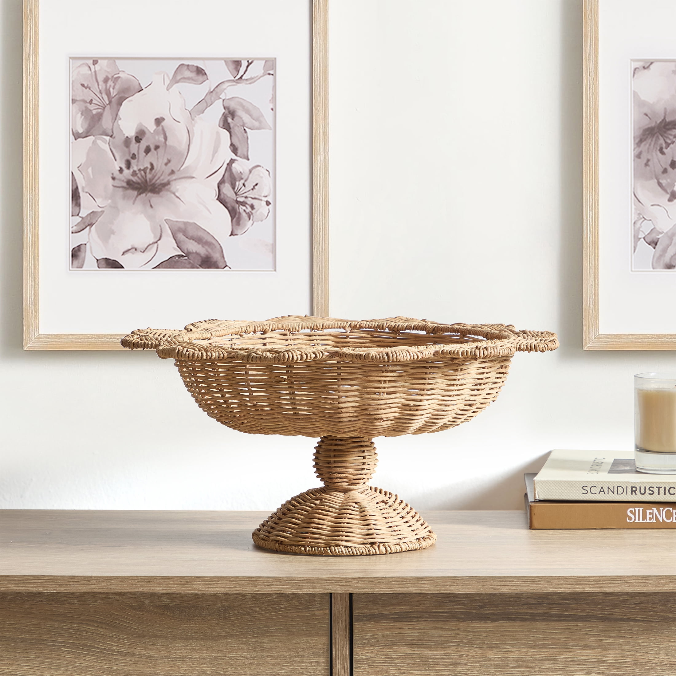 Rattan Scalloped Decorative Bowl, 7", by My Texas House