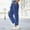 Blue, variant on Busydd Women's Pants Comfortable Solid Color Cotton Pants for Women Casual Fashion Ribbed Travel Pants Elastic Waist Drawstring Straight Leg Trousers with Pockets L