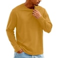 thumbnail image 2 of Dwellite Mens Long Sleeve Shirts Fashion Crew Neck T-Shirts Classic Basic Casual Plain Soft Tee Shirts Yellow 2XL, 2 of 9