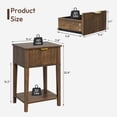 thumbnail image 3 of YAURA 12" Shallow Nightstand, Mid-Century Modern Fluted Bedside Table with Drawer, Compact Walnut End Table for Small Spaces, 3 of 9