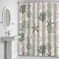 thumbnail image 6 of Vintage Green Starfish Bathroom Shower Curtain, Coral Seahorse Shell Marine Creature Waterproof Washable Soft Bath Curtain for Bathtub Decor with 12 Hooks&Grommet, 36x72 Inch, 6 of 9