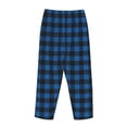 thumbnail image 5 of Naloa Blue Black Plaid Print Women’s Ultra-Soft Comfy Pajama Lounge Pants with Pockets & Drawstring, 5 of 8