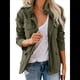 thumbnail image 2 of Chaqueta Utilitaria de Otoño para Mujer: Cuello Alto, Color Liso, Corte Holgado, de Cremallera y Múltiples Bolsillos Verde M, 2 of 6