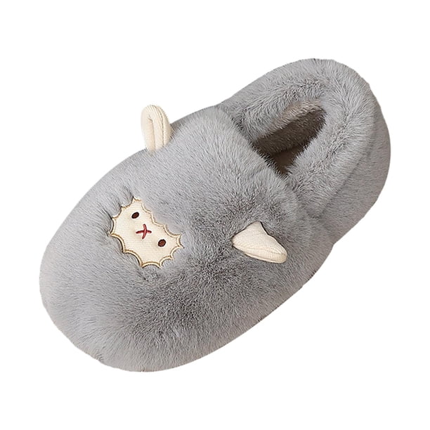 Zapatillas cálidas de invierno, zapatillas de interior, zapatos de casa, zapatillas sin cordones para parejas, niños, niñas, regalos del día de San , Gris 38 al 39