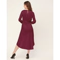 thumbnail image 4 of Moomaya Solid Rayon Long Sleeve Fit & Flare Dress - Round Neck Casual Dress, 4 of 9
