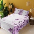 thumbnail image 3 of Ambesonne Violet Fitted & Top Sheet Set with Shams, Swirling Flowers Wild, Violet, 3 of 5