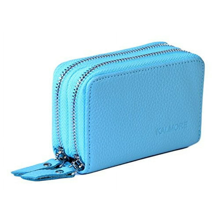 Light Blue Leather Small Double Wallet