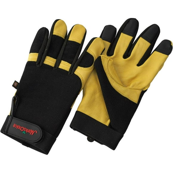 Men's Spandex Work Gloves - with Full Grain Leather Palms, Extra Large