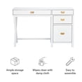thumbnail image 3 of Linon Peggy Bureau Latéral de Rangement en Bois avec 4 Tiroirs Quincaillerie Or Rose en Blanc, 3 of 20