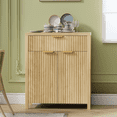 thumbnail image 6 of Aufeile Set of 3 Sideboard Buffet Cabinet with Storage, Modern Modular Fluted Accent Cabinet with 3 Drawers & Adjustable Shelves for Dining Room Living Room, Oak, 6 of 9