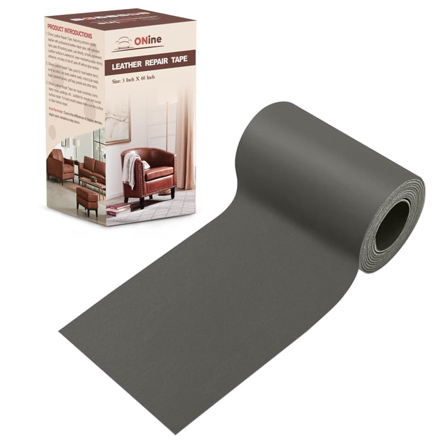 Parche reparador de piel Onine de 7,6 x 152 cm para muebles, color gris