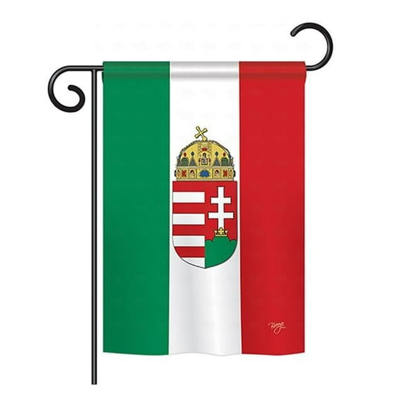 Breeze Decor BD-CY-GS-108123-IP-BO-D-US13-BD 13 x 18.5 in. Hungary Flags of the World Nationality Impressions Decorative Vertical Double Sided Garden Flag Set with Banner Pole