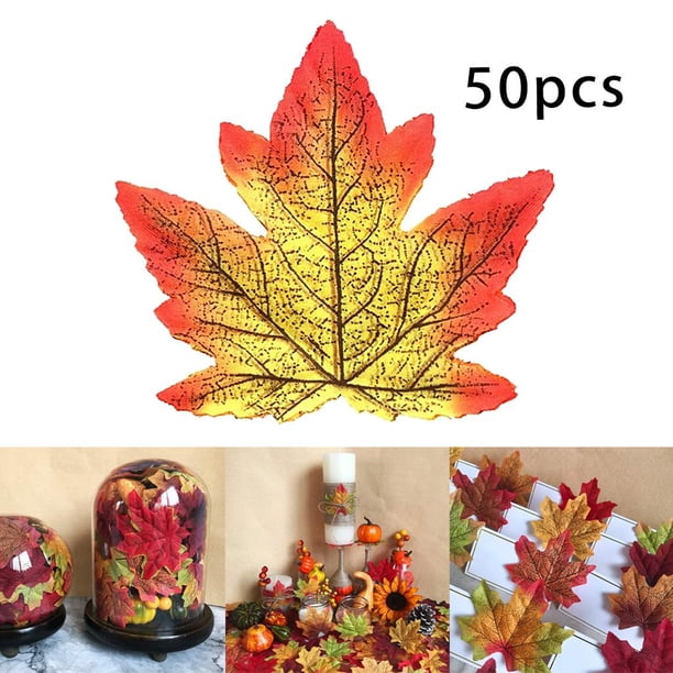 50 piezas hojas artificiales de arce hoja boda fiesta cumpleaños bebé B Colcomx hojas de arce