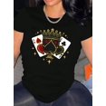 thumbnail image 1 of Camiseta Básica para Mujer Verano TranspirableElegant Style, Women's Casual Crown of Spades Graphic T-Shirt - Stylish Round Neck Short Sleeve, Comfortable Polyester Blend, Perfect for Summer Fashion, 1 of 7