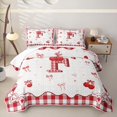 thumbnail image 2 of jejeloiu Cherry Bow Monogrammed F Quilt Full For Girls,Cute Princess Bow Tie Full Bedspread Sets For Kids,3 Pieces, 2 of 7