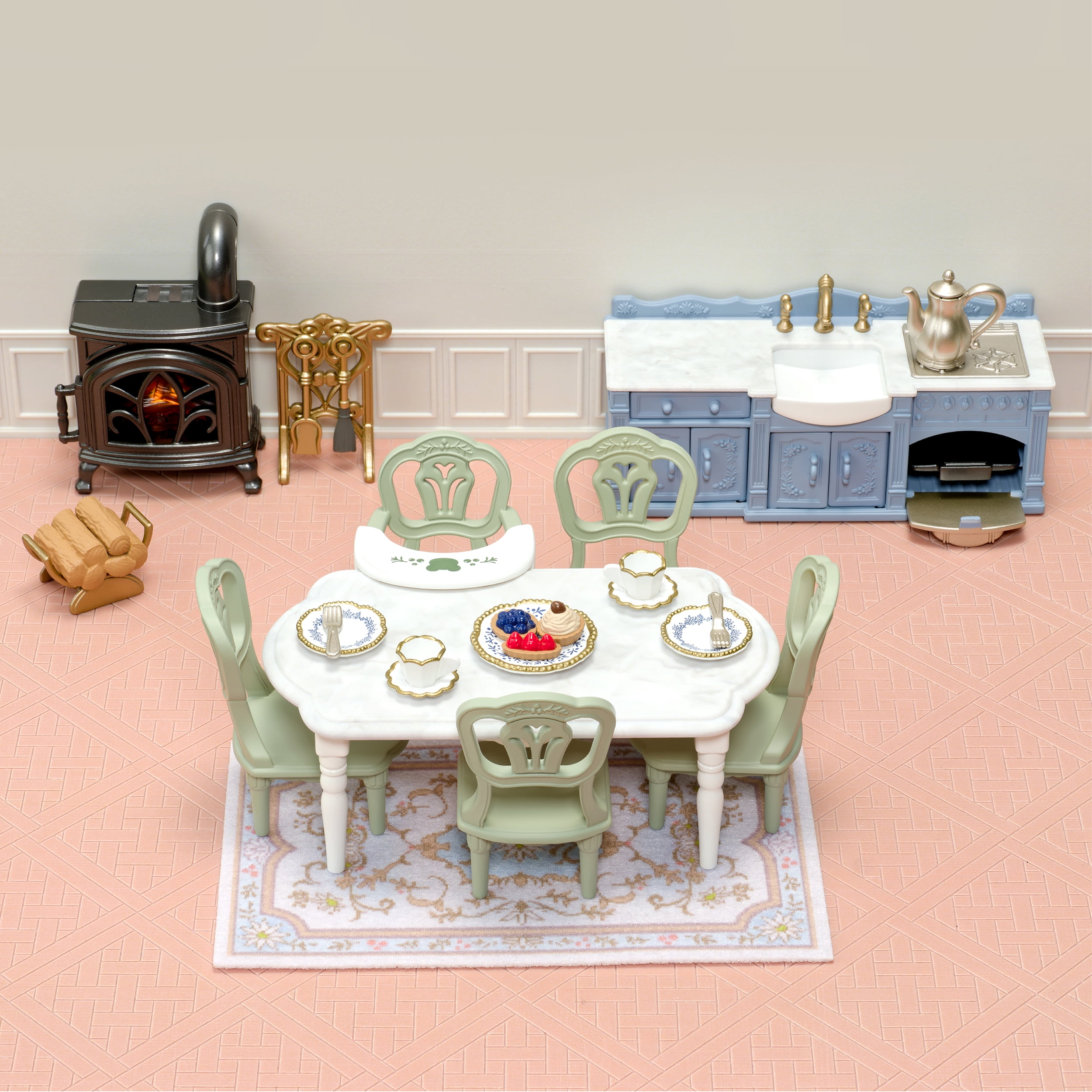 Calico Critters Red Roof Riverside Manor Elegant Dining Room - Toy Playset for Ages 3+