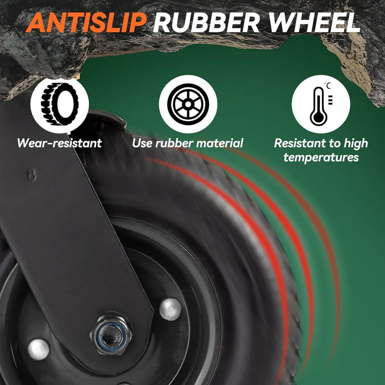Heavy Duty Gate Wheel – 8" Double-Welded Spring-Loaded Caster, 650 Lb Capacity, With U-Bolt Kit For Wood Or Metal Gates