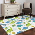 thumbnail image 3 of Children's Day Area Rugs 4x6 ft Cartoon Blue Green Dinosaurs Geometric Tree Washable Rug Non Slip Indoor Carpet Absorbent Floor Mat for Living Room Bedroom Dining Room, 3 of 9