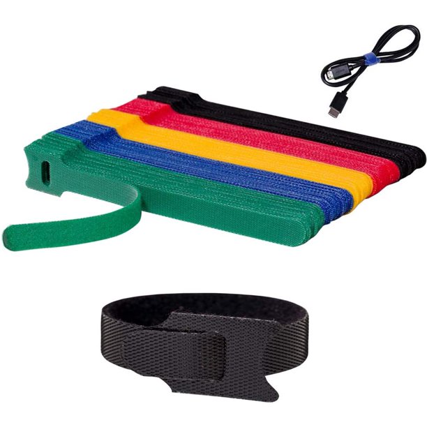 Bridas para administración de cables de 6 pulgadas, 100 unidades, bridas para cables de sujeción reutilizables, correas para cables, bridas para cables, organizador de cables ajustable para centr