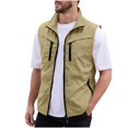 thumbnail image 2 of BRGZLK Men's Vests Casual Lightweight Zip Up Multi-Pocket Solid Color Vest Waterproof Breathable Waistcoat, 2 of 6