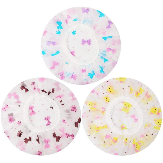 Gorros de Ducha 3 Piezas Gorros de Baño Impermeables Gorros de Ducha Reutilizables de Plástico Gorro de Baño con Banda Elástica para Mujeres Salón de Spa