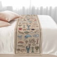 thumbnail image 2 of Marine Life Bed Runner for Twin Size Bed, Retro Sea Star Jellyfish Lobster Linen Texture Soft Bedding Scarf Bedding Protector Slipcover Sofa Throw for Bedroom Hotel Guesthouse, 2 of 8