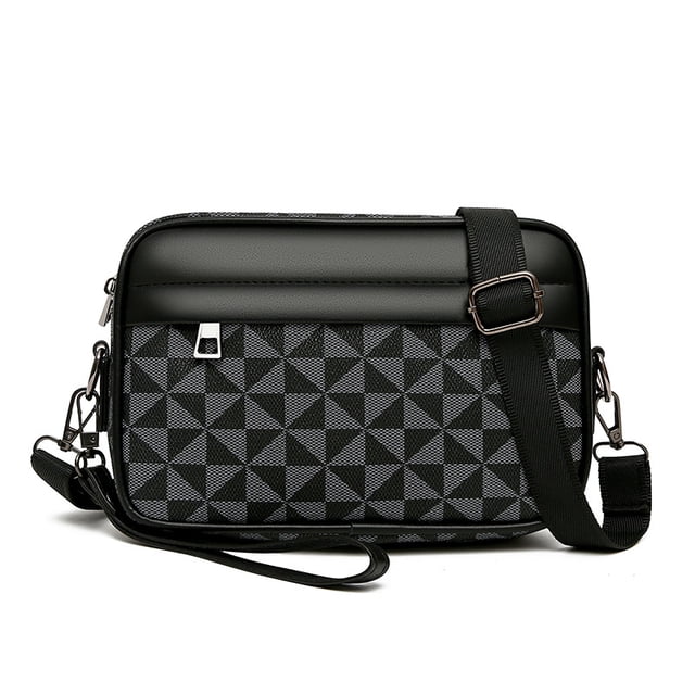 Bandolera de cuero PU geométrico para hombre