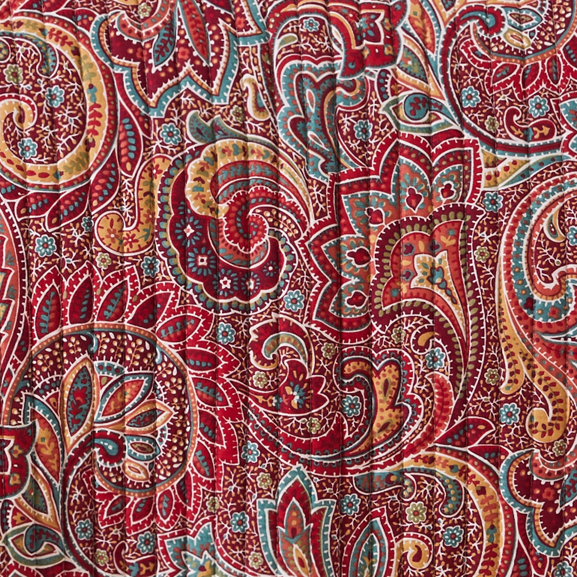 Levtex Home - Kimpton Quilt Set - Full/Queen Quilt and Two Standard Shams - All Over Paisleys in Burgundy ,Red - Quilt (88x92in.) and Shams (20x26in.) - Reversible - Cotton/Cotton