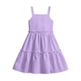 thumbnail image 3 of Gubotare Dress for Toddler Girls Girl's Sundresses Summer Boho Strap Tiered Dresses with Pockets Size 13-14 (Purple,13-14 Years), 3 of 3