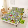 thumbnail image 2 of Manfei Cartoon Town Map Bed Sheets,City Streets Full Size Sheets,Gray,4 Pieces,1 Flat Sheet, 1 Fitted Sheet and 2 Pillowcases, 2 of 6