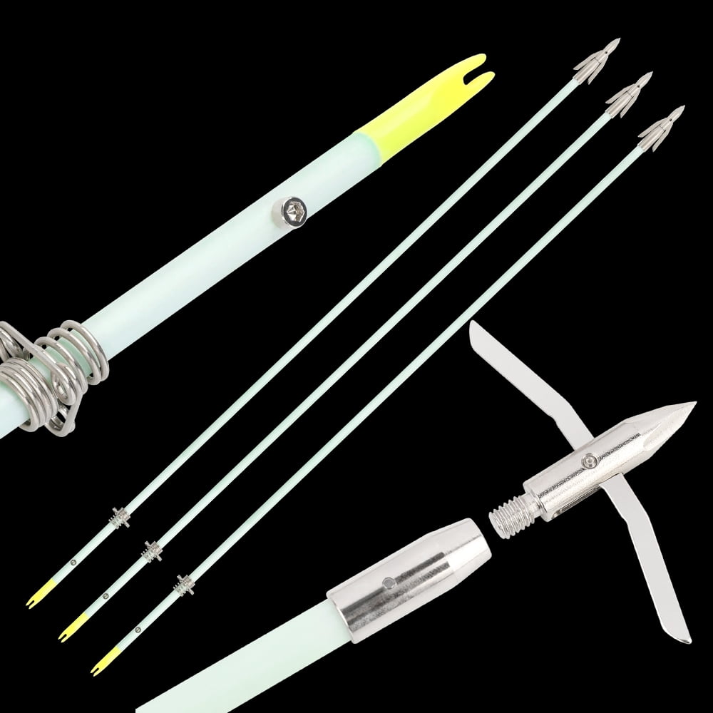 SHARROW Night Glow Bowfishing Arrows 34 Broadheads Solid Fiberglass Bow Fishing Hunting