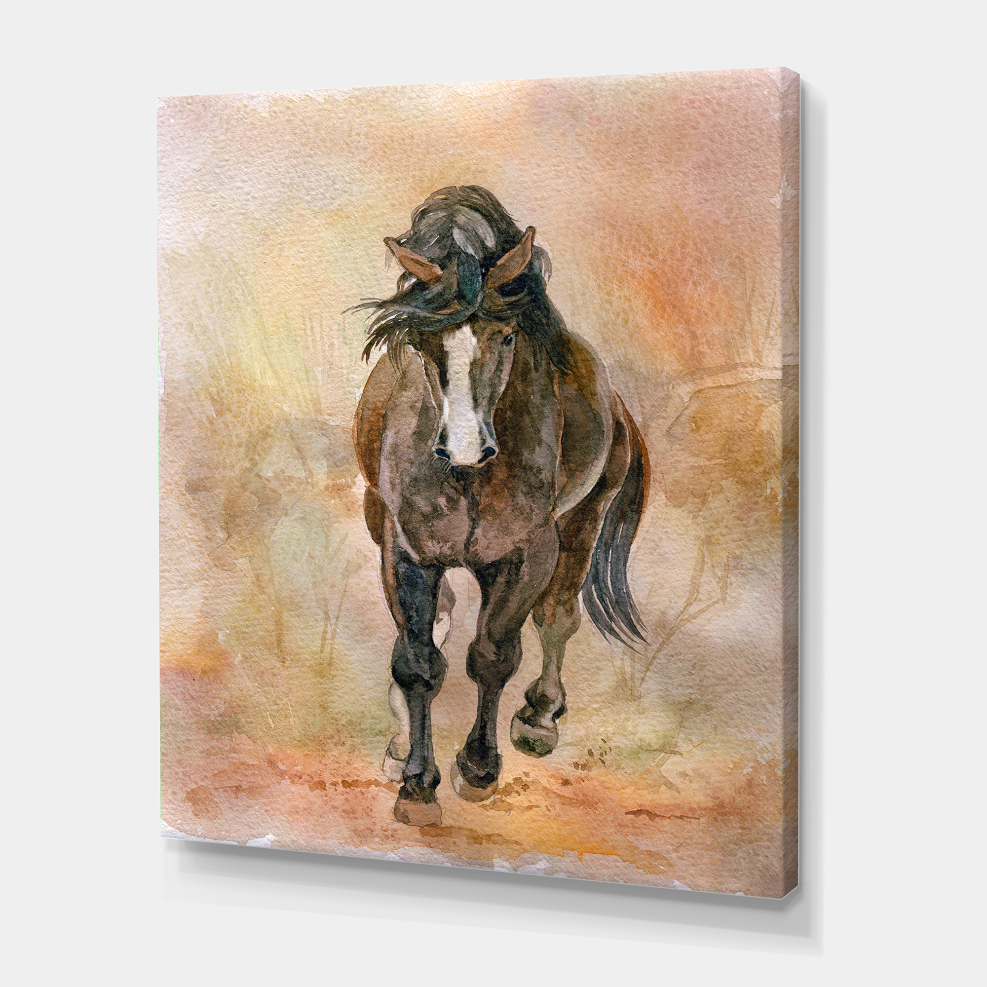 Designart ' Abstract Portrait Of Beautiful Chestnut Horse II ' Farmhouse Canvas Wall Art Print