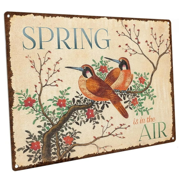 Spring is in the Air 9"x12" Metal Sign, Wall Decor for Home and Office
