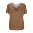 thumbnail image 5 of asdoklhq Oversized Tshirts for Women Crewneck Women's Solid Color Fashionable Pile Collar Breathable Summer Short Sleeved Casual T-shirt Top Khaki XL, 5 of 7