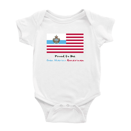 

Proud to Be San Marino American Flag Baby Bodysuits Newborn Clothes (White 18-24 Months)