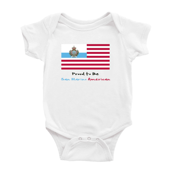 Proud to Be San Marino American Flag Baby Bodysuits Newborn Clothes (White, 6-12 Months)