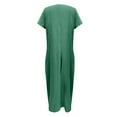 thumbnail image 4 of Jumpsuits for Women Casual High Waist Plus Size Lightweight Cotton Linen Loose Baggy Wide Leg Long Jumpsuits Overalls Summer Formal Solid V-Neck Short Sleeve Maxi Rompers Green s, 4 of 4