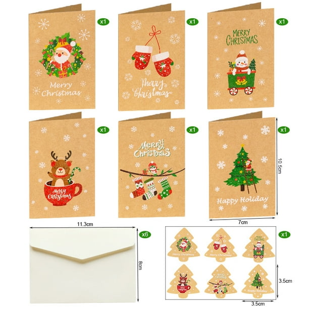 30 pièces, cartes de joyeux Noël, cartes de Noël avec enveloppes et  autocollants, cartes de Noël de joyeuses fêtes, cadeau de Noël, ensemble 2  