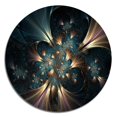 thumbnail image 2 of Designart "Fractal Reverberations Gold and Blue I" Abstract Fractal Round Metal Art, 2 of 5