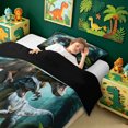 thumbnail image 4 of meiyoeat Jungle Dino Wildlife Twin Comforter Sets for Boys Kids Men, Dinosaur Family Bedding Set, Green, Black Reversible, 2 Pieces, 1 Comforter and 1 Pillowcase, 4 of 6