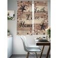 thumbnail image 4 of Farmhouse Star Brown Sheer Curtains 72 Inch Length 2 Panels Set Window Treatments, Retro Branches Berry Wooden Grain Rod Pocket Semi Curtains for Living Room/Bedroom/Kitchen Décor, 104"W x 72"L, 4 of 7